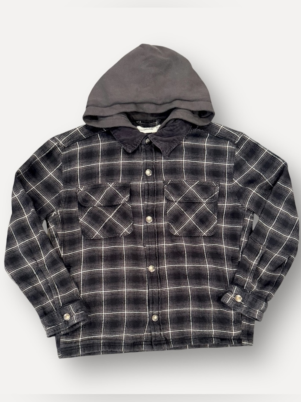 Abercrombie Kids Hooded Flannel Shirt Boys Plaid Jacket Size 9/10
